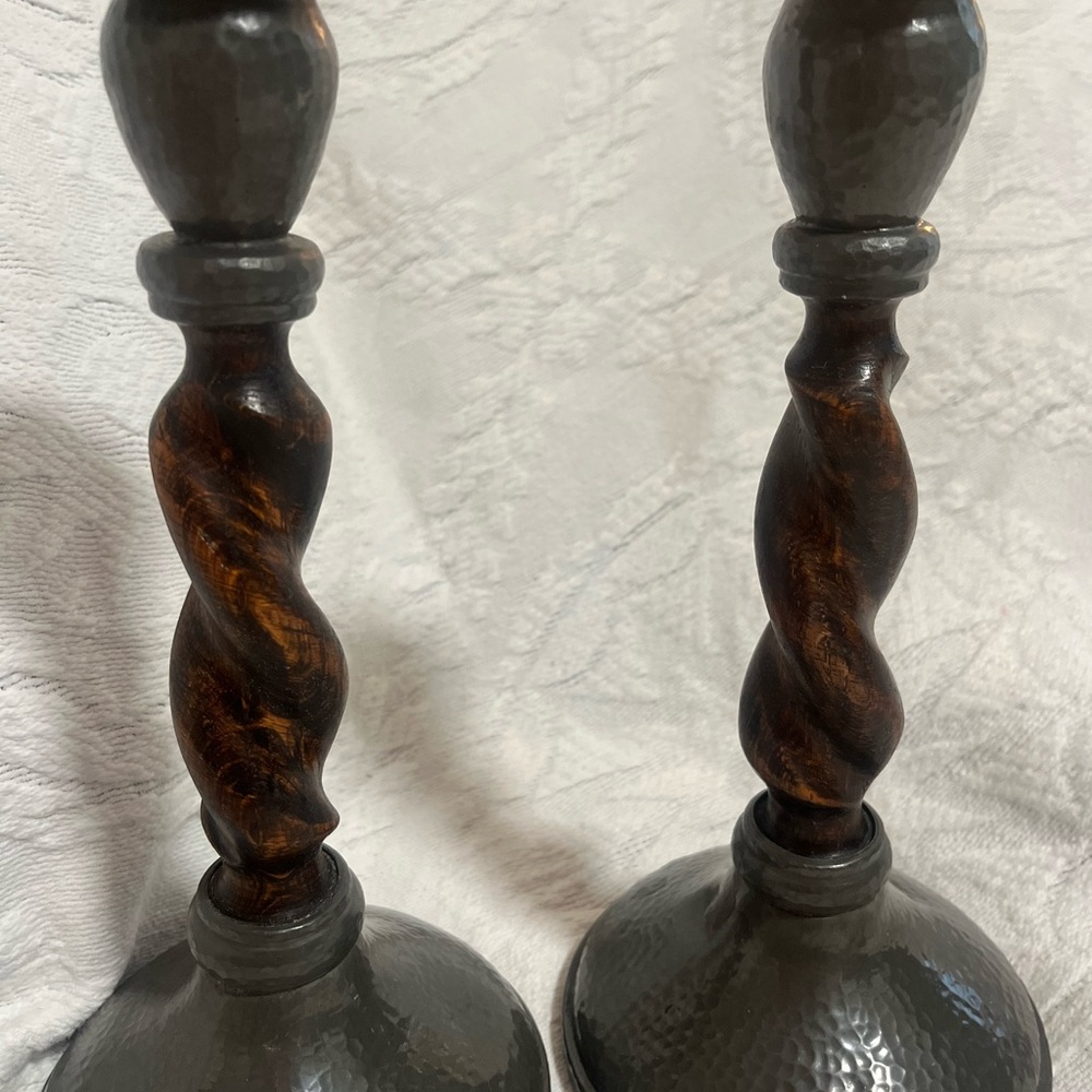 Vintage Elegant Black and Brown Twisted Candle Holders